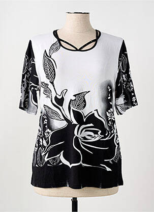 T-shirt sérigraphie avec strass manches courtes noir HAJO femme