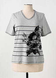 T-shirt col v manches courtes gris BARBARA LEBEK femme