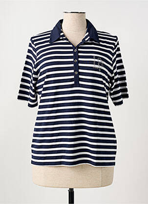 Polo sérigraphie avec strass manches courtes bleu RABE femme