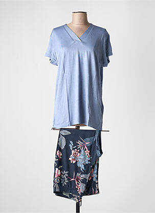 Pyjama col v bleu HAJO femme