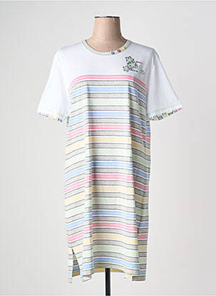 Chemise de nuit imprimé rayures blanc HAJO femme
