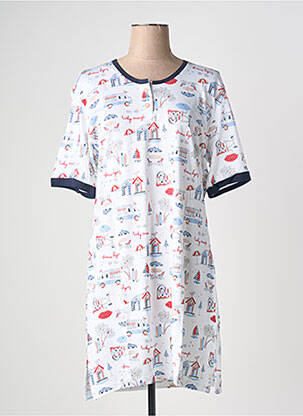 Chemise de nuit imprimé fantaisie blanc HAJO femme
