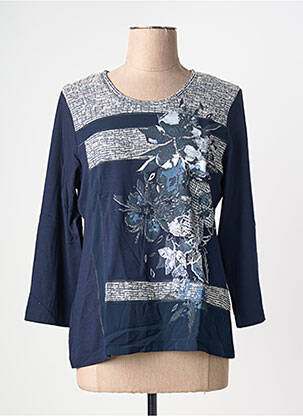 T-shirt sérigraphie floquée manches 3/4 bleu RABE femme