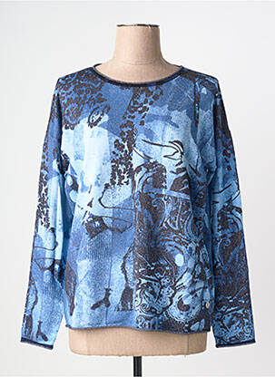 Pull coupe droite manches longues bleu HAJO femme