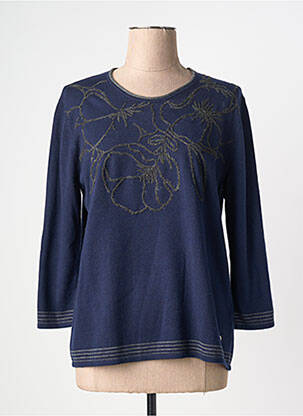 Pull coupe cintrée manches longues bleu HAJO femme