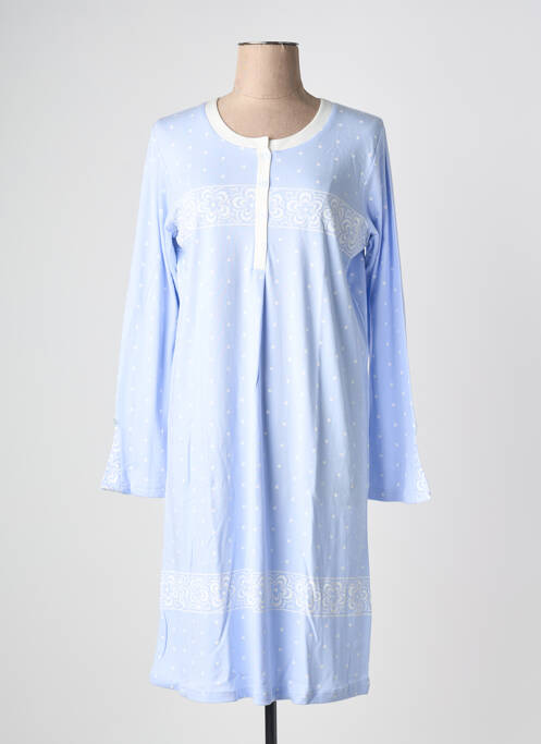 Chemise de nuit manches longues bleu CANAT femme