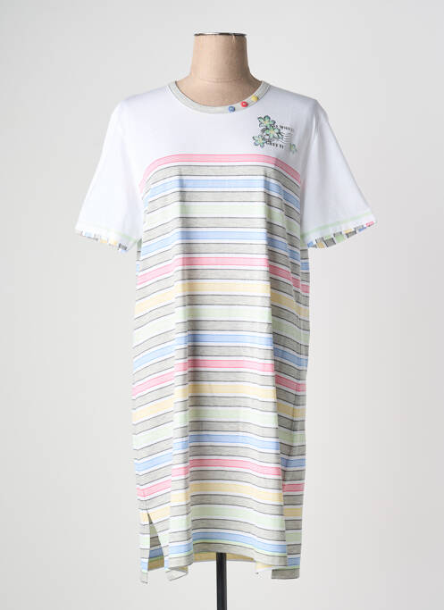 Chemise de nuit imprimé rayures blanc HAJO femme