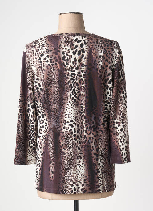 T-shirt coupe droite manches 3/4 marron HAJO femme