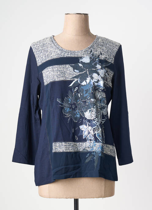 T-shirt sérigraphie floquée manches 3/4 bleu RABE femme