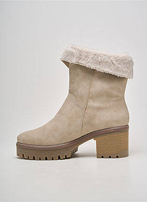 Bottines/boots fourrée talon de 4 à 6cm beige RIEKER femme