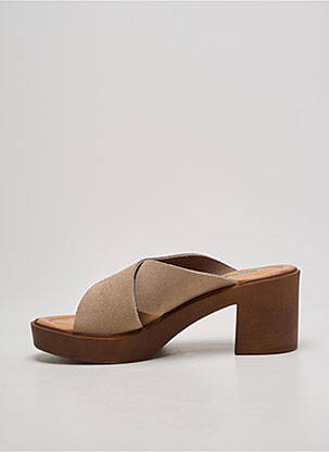 Mules/sabots nubuck talon de 4 à 6cm beige BIO NATURA femme