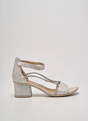 Sandales/nu pieds tissage satiné talon de 4 à 6cm argent RIEKER femme