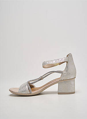 Sandales/nu pieds tissage satiné talon de 4 à 6cm argent RIEKER femme