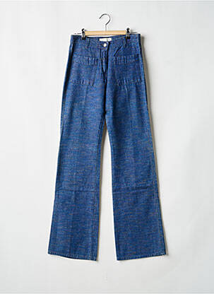 Pantalon droit fermeture zippée sous rabat boutonné taille normale bleu JOST femme