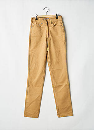 Pantalon slim tissage popeline taille normale marron REDMAN femme