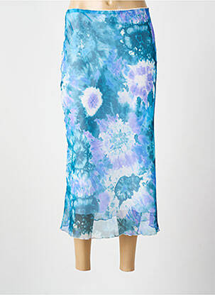 Jupe longue tissage crêpe bleu BEVERLY femme