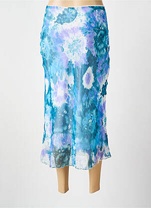 Jupe longue tissage crêpe bleu BEVERLY femme