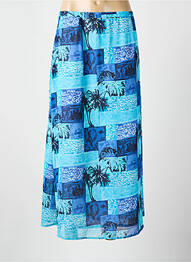 Jupe longue tissage crêpe bleu CLAUDE D'ALBAN femme