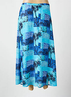 Jupe longue imprimé fantaisie bleu CLAUDE D'ALBAN femme