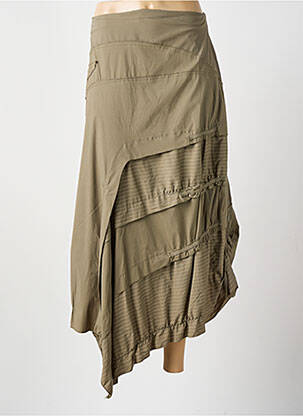 Jupe longue fermeture zippée au dos vert SUN LIGHT femme