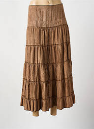 Jupe longue fermeture zippée au dos marron BEVERLY femme