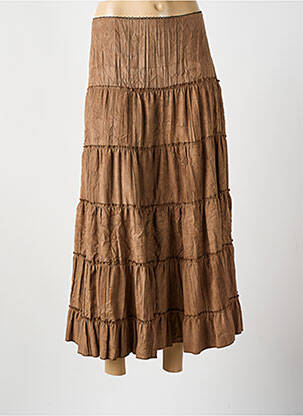 Jupe longue fermeture zippée au dos marron BEVERLY femme