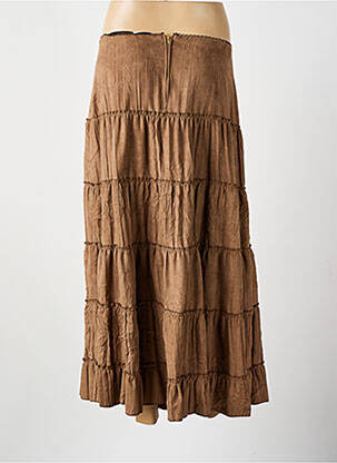Jupe longue fermeture zippée au dos marron BEVERLY femme