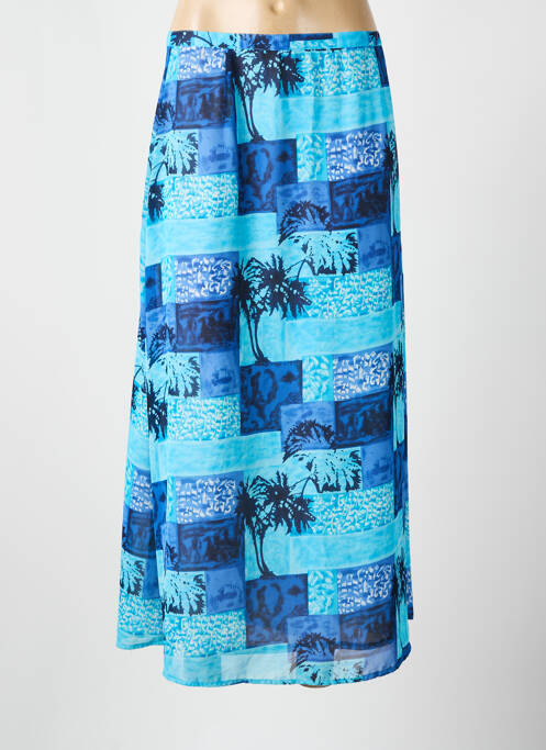 Jupe longue tissage crêpe bleu CLAUDE D'ALBAN femme
