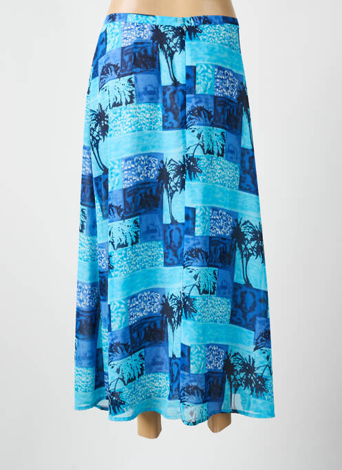 Jupe longue tissage crêpe bleu CLAUDE D'ALBAN femme