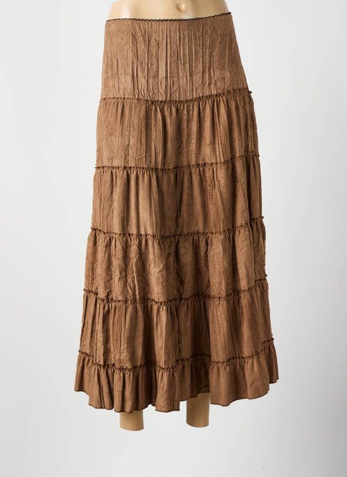 Jupe longue fermeture zippée au dos marron BEVERLY femme