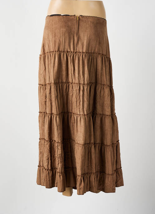 Jupe longue fermeture zippée au dos marron BEVERLY femme