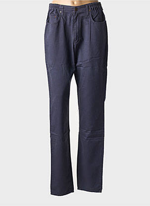 Pantalon droit tissage popeline taille normale bleu JOST femme