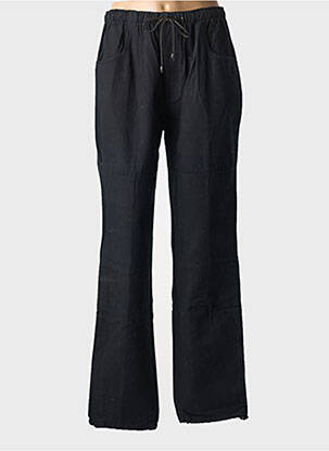 Pantalon droit tissage popeline taille normale noir REDMAN femme