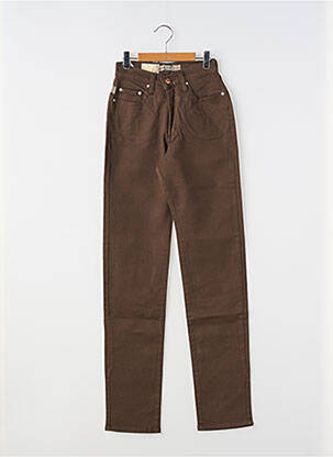 Jeans coupe slim stretch taille haute marron JOST femme