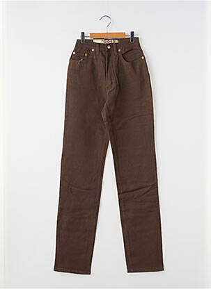 Jeans coupe slim stretch taille haute marron JOST femme
