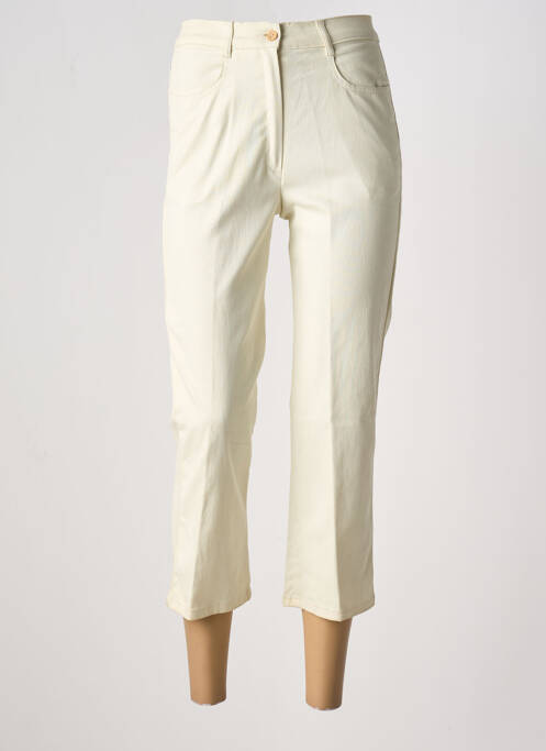 Pantacourt stretch taille haute jaune LUCCHINI femme