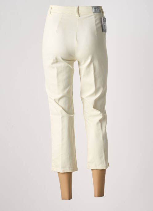 Pantacourt stretch taille haute jaune LUCCHINI femme