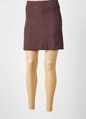 Jupe courte fermeture zip latéral marron PIERRE CEDRIC femme