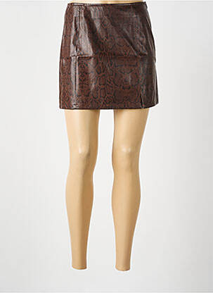 Jupe courte coupe droite marron KOOKAI femme