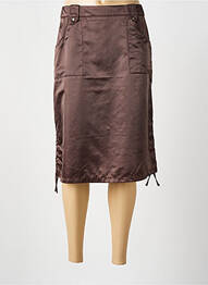Jupe mi-longue coupe droite marron LUCCHINI femme