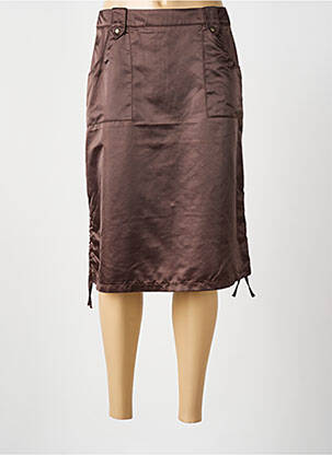 Jupe mi-longue coupe droite marron LUCCHINI femme