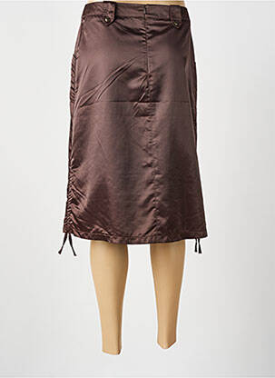 Jupe mi-longue coupe droite marron LUCCHINI femme