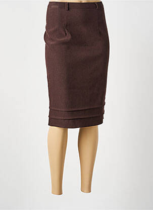 Jupe mi-longue stretch marron BEVERLY femme