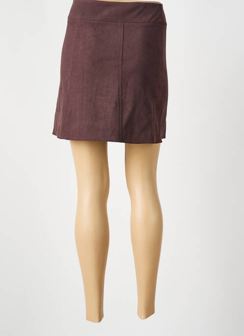 Jupe courte fermeture zip latéral marron PIERRE CEDRIC femme