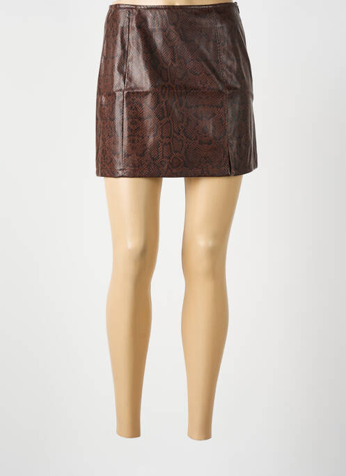 Jupe courte coupe droite marron KOOKAI femme
