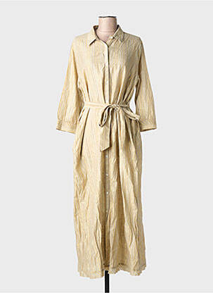 Robe longue coupe cintrée manches 3/4 beige BAGATELLE FRANCE femme