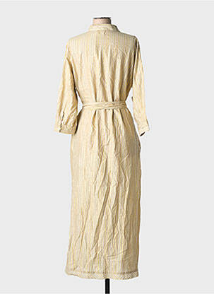 Robe longue coupe cintrée manches 3/4 beige BAGATELLE FRANCE femme