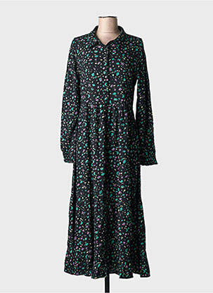 Robe longue imprimé fleurs manches longues noir ANGE femme