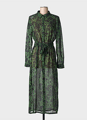 Robe longue manches longues manches longues vert GRACE & MILA femme