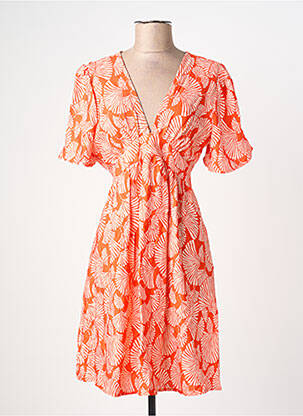 Robe mi-longue imprimé fantaisie manches courtes rouge RUE DES ABBESSES femme